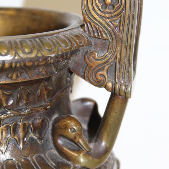 Vase Carved Metal Vintage Figural Procession - Picture 5 of 15